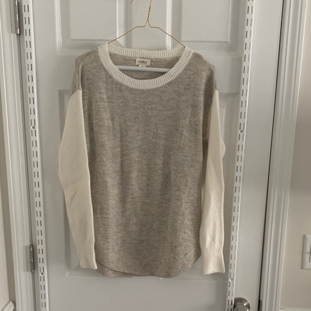 UpWest Cream and Gray Knit Sweater
